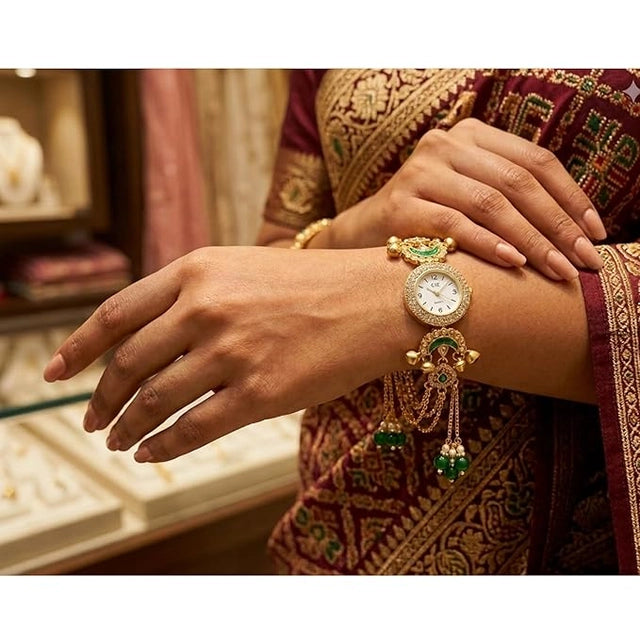 Boho Statement Jewelry Watch - Women Vintage Gold Plated Tassel Bracelet | Ethnic Party Style | Stylish Accessory